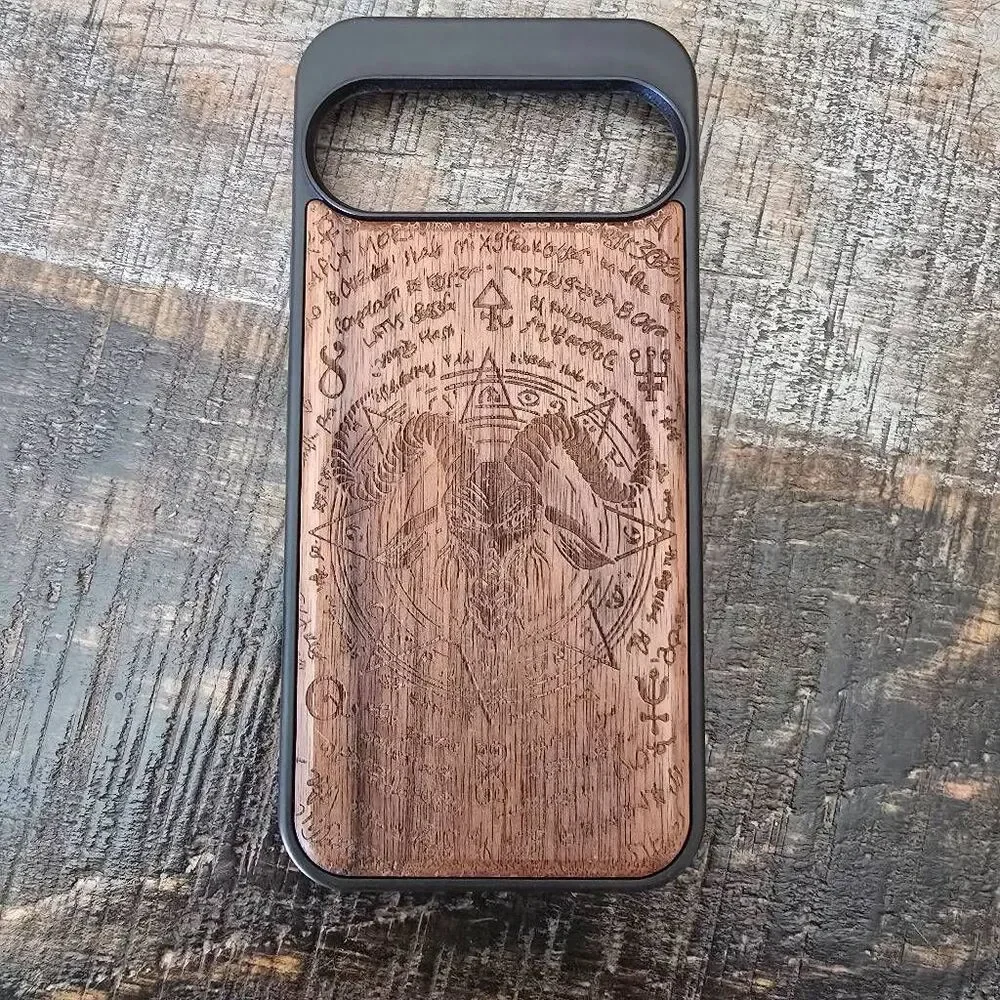 Google Pixel 9 Pro Wooden Magnetic Case Goat Artisan Crafted Alternative Witch